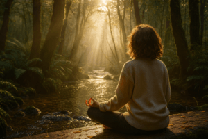 From a quiet interior into nature - light, water, and elemental calm.